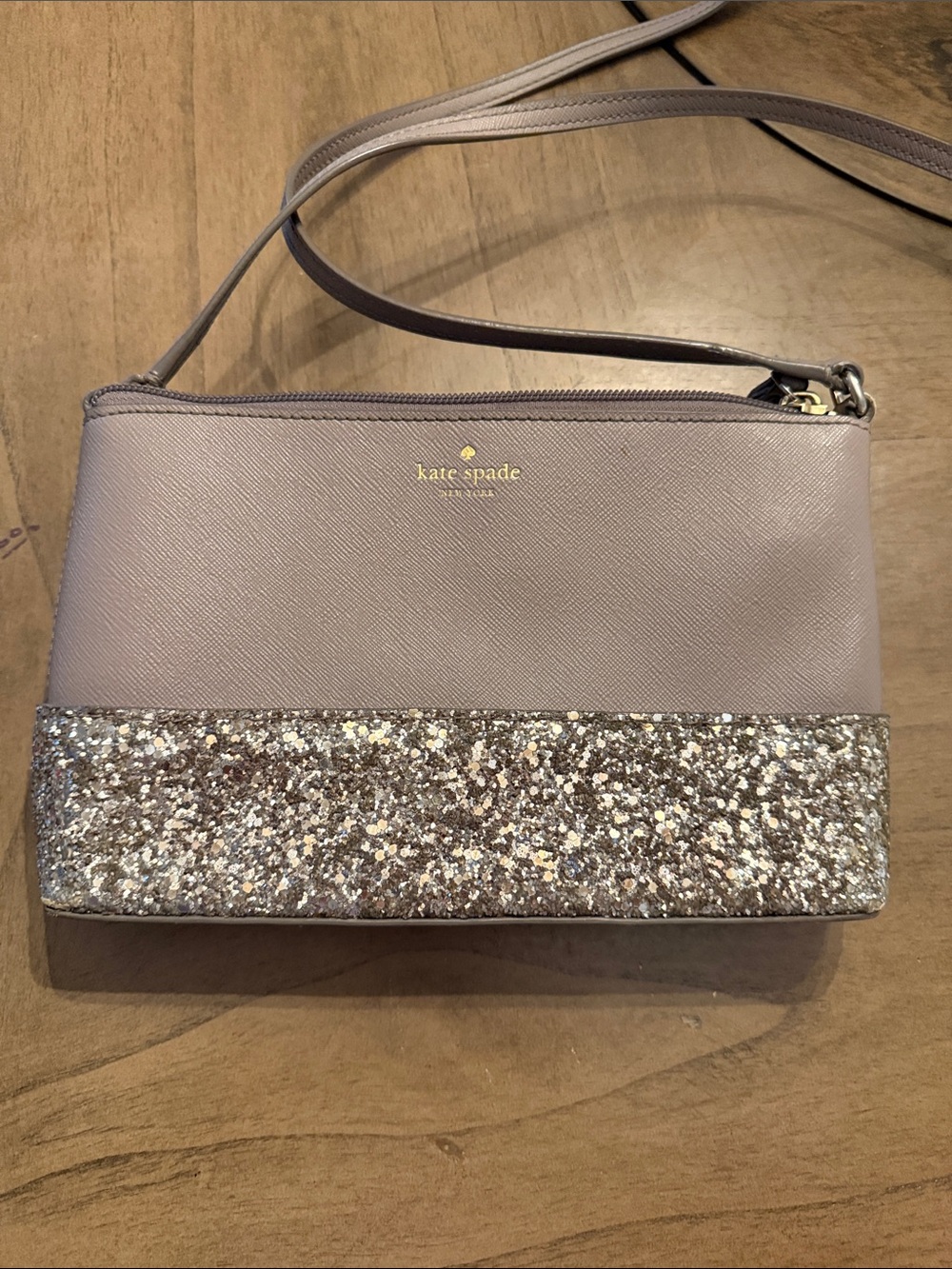 kate spade Grey Crossbody with Silver Glitter Band
